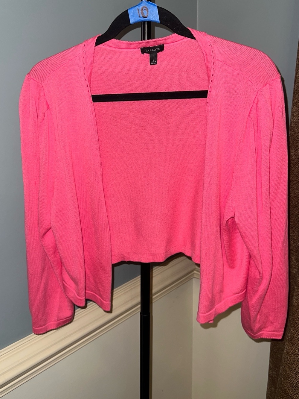 Talbots Hot Pink Open-Front Cropped Cardigan
